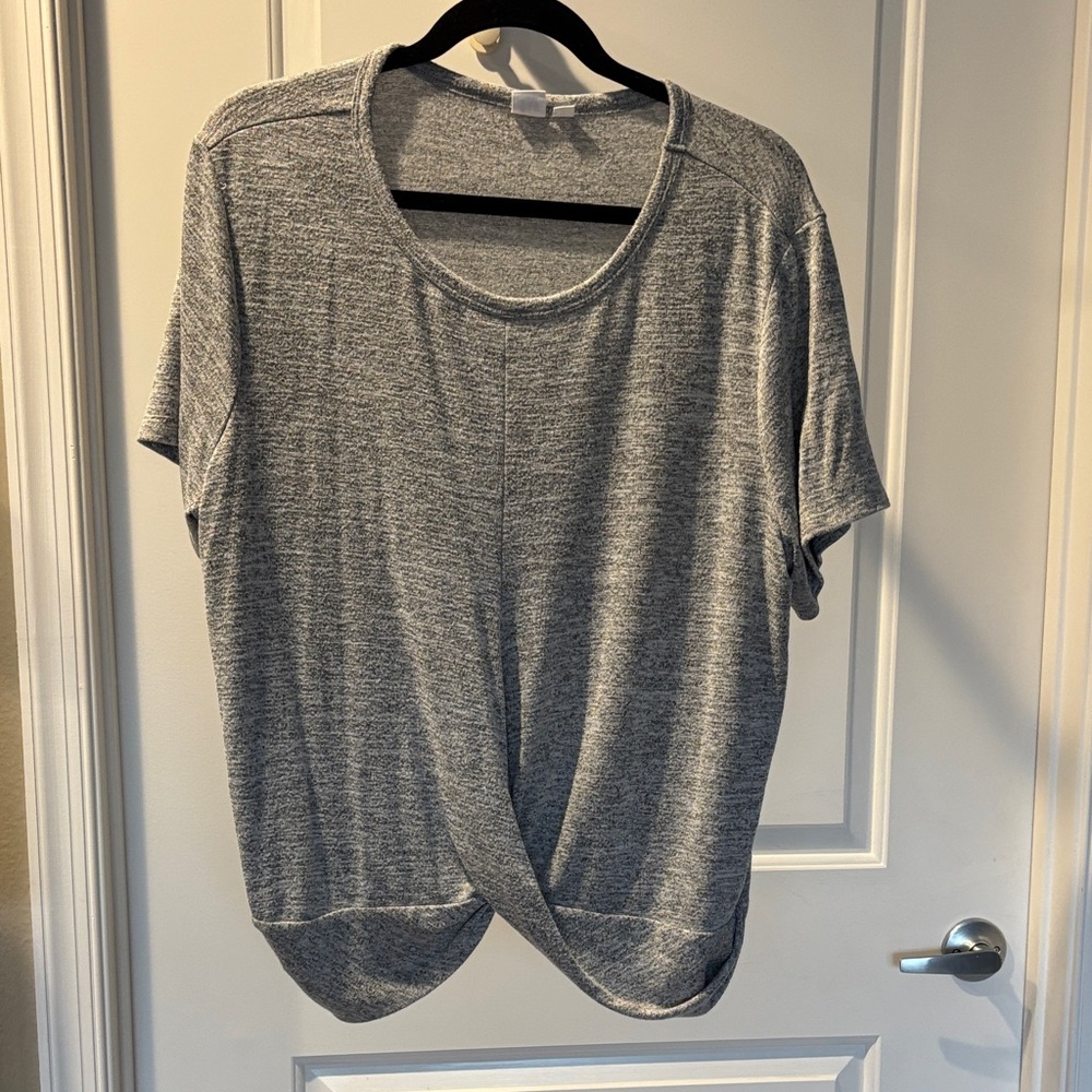 GAP Heather Gray Women's Short Sleeve Twist Top